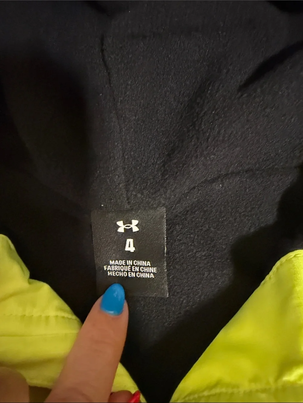 Under Armour Jacket Boys Sz. 4 High Visibility Yellow Storm Hooded Windbreaker